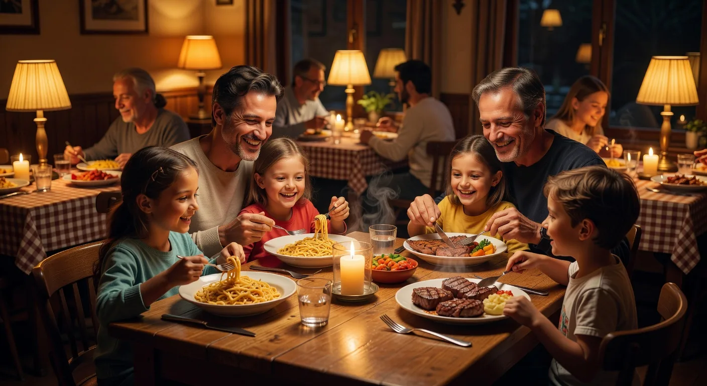 Families enjoying a warm evening dinner at Roy's Family Cafe
