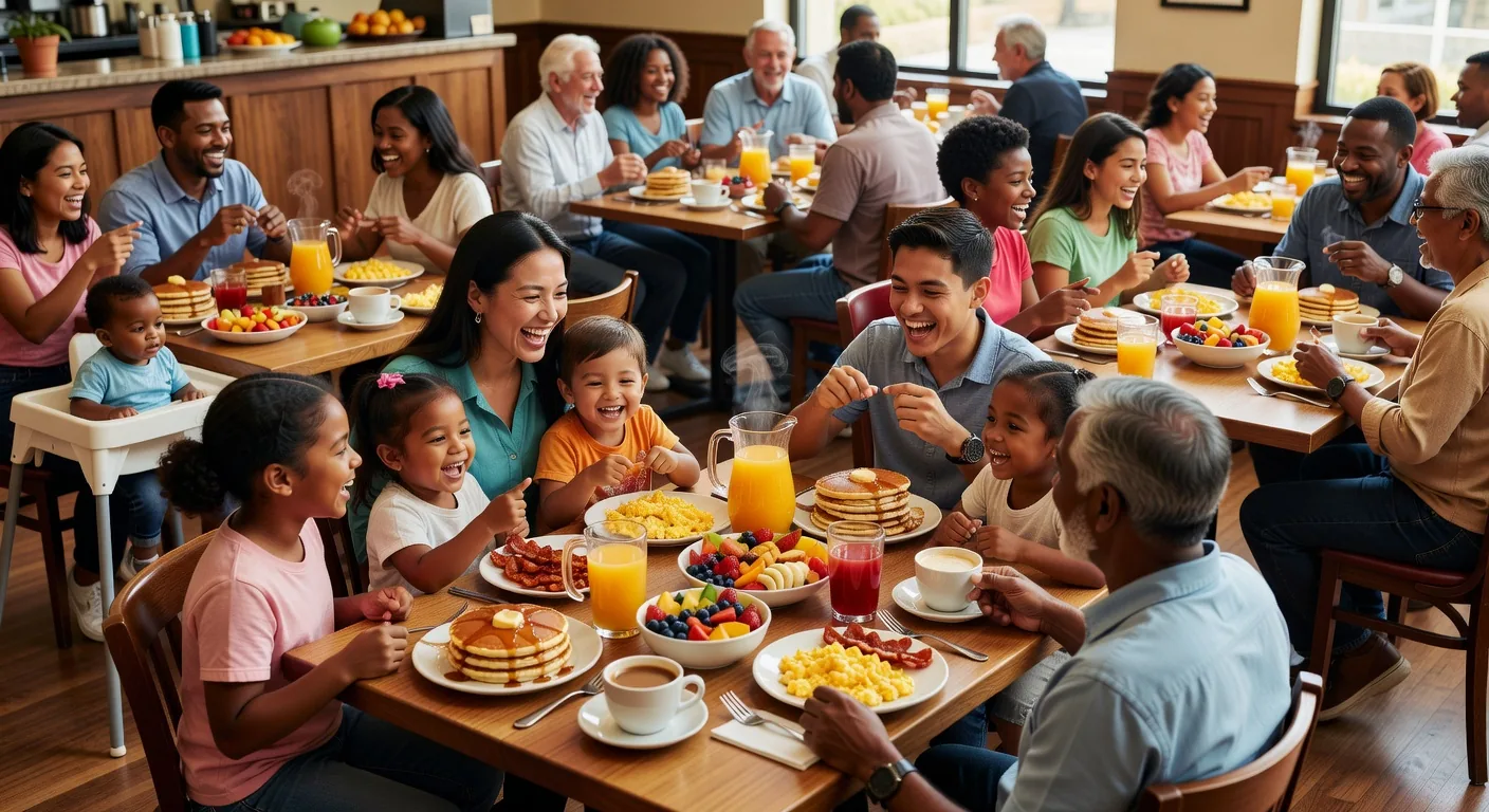 Families enjoying the weekend brunch at Roy's Family Cafe